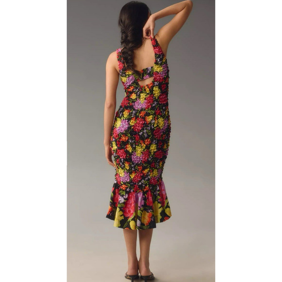 By Anthropologie Yukiko Noritake NWT Square-Neck Pebble-Smocked Dress Size S/M - Picture 7 of 16